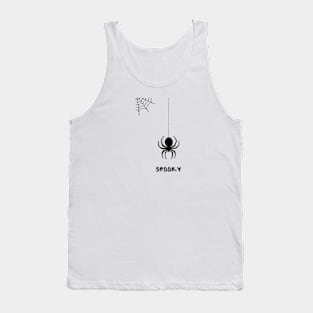 Black Grey Simple Cute Spider Illustration Tank Top